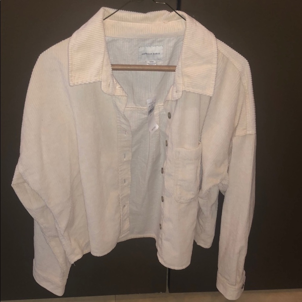 AE Corduroy Cropped Button Up Shirt